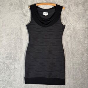 Joseph Ribkoff Black Wavy Textured Cowl Neck Sheath Dress Sleeveless Size 14